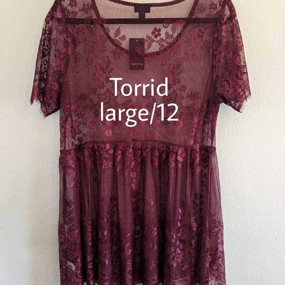 Final Price Torrid Lace babydoll-Wine - Picture 2 of 8